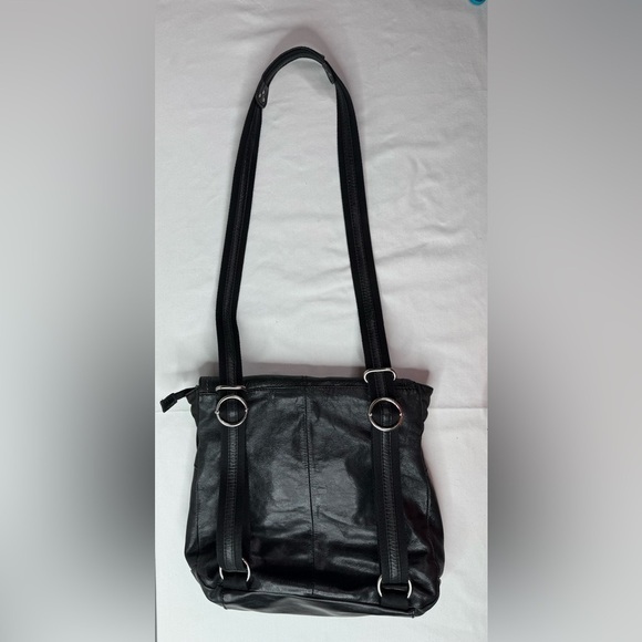 The Sak Ventura Leather Backpack Crossbody Messenger Saddle Bag Black Silver - Picture 10 of 13